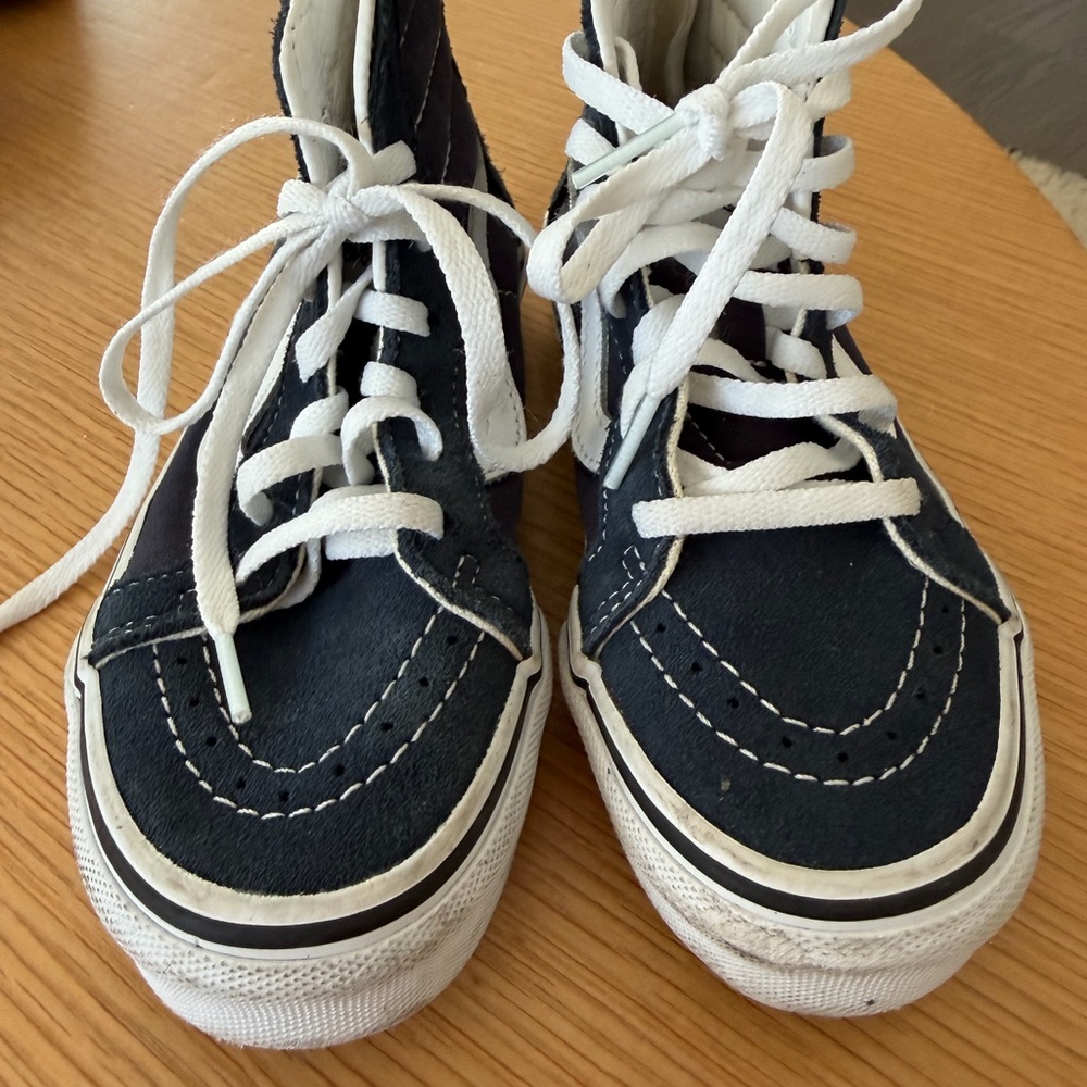 Vans Kids High-Top Sneakers - Dark Blue and White